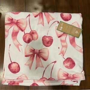 NWT Deborah Connolly Pink & White Cherry Bow Beach Towel Coquette Women’s